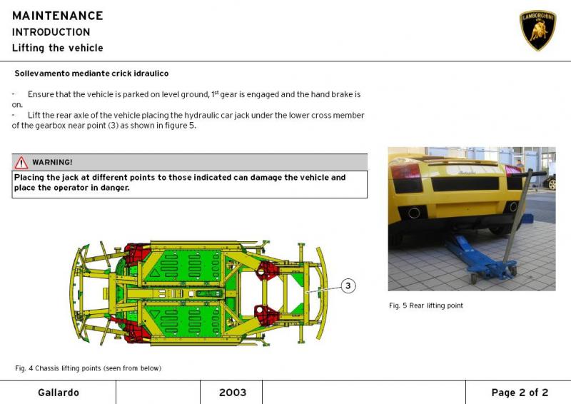 Front jacking point Lambo Power