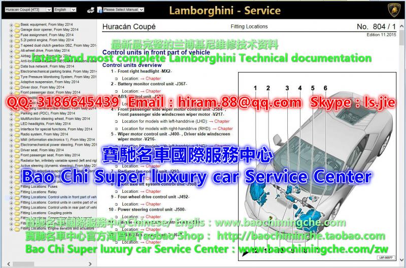 FS：Lamborghini Huracan LP610-4 LP580-2 Workshop manual Wiring diagram